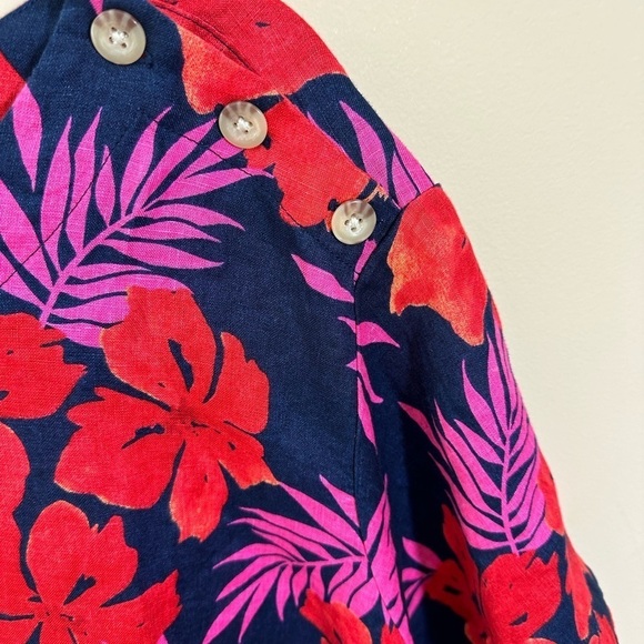 Land's End Hawaiian Floral Tropical Linen Top 2X - Picture 4 of 7